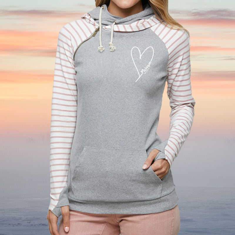 "Little Love"Women's Striped Double Hood Pullover