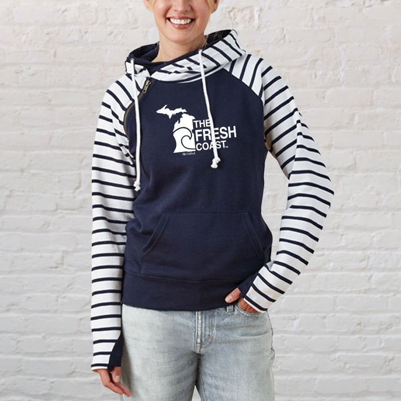 "Fresh Coast"Women's Striped Double Hood Pullover