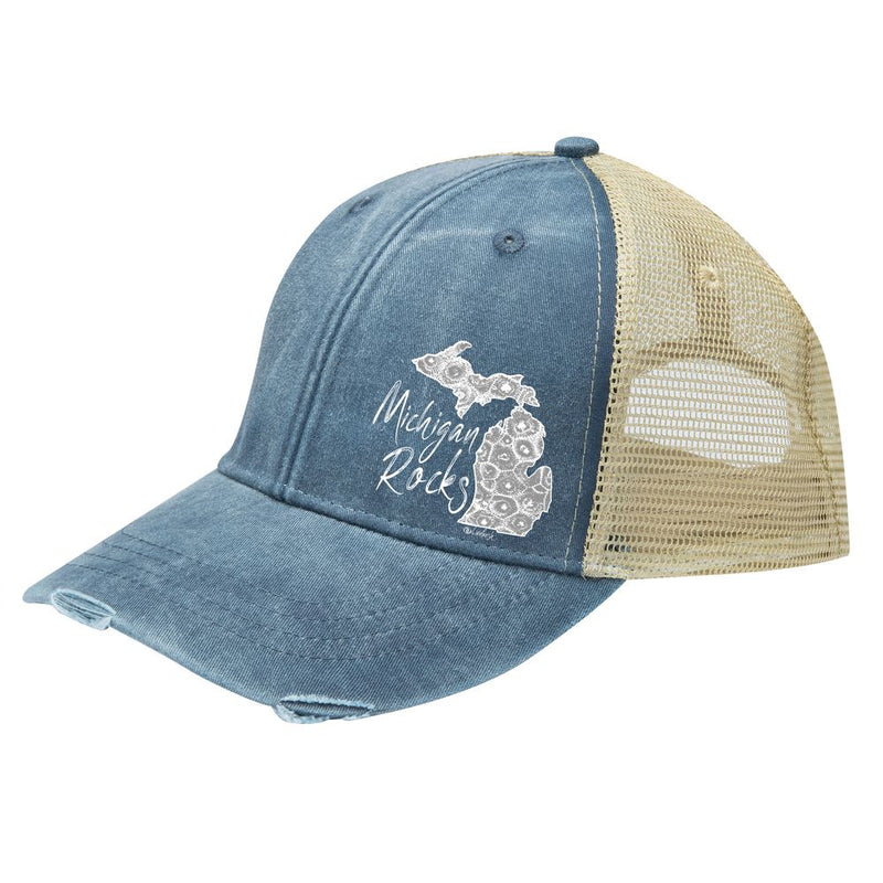 "Michigan Rocks Petoskey Stone"Distressed Comfort Hat