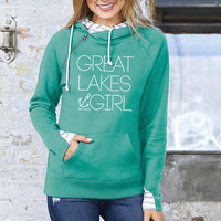 "Great Lakes Girl"Women's Striped Double Hood Pullover