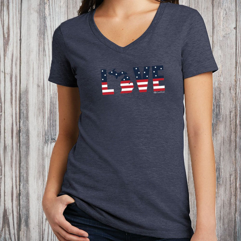 SALE "For The Love Of Michigan"Women's V-Neck