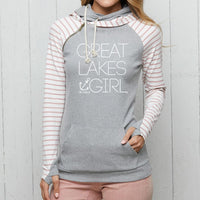 "Great Lakes Girl"Women's Striped Double Hood Pullover