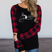 "Michigan Love #9"Women's Plaid Long Sleeve T-Shirt