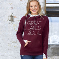 "Great Lakes Girl"Women's Striped Double Hood Pullover