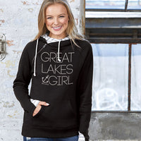 "Great Lakes Girl"Women's Striped Double Hood Pullover