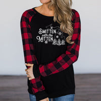 "Winter Smitten"Women's Plaid Long Sleeve T-Shirt